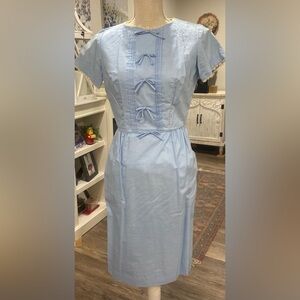 Vintage 50s Light Blue Midi Dress